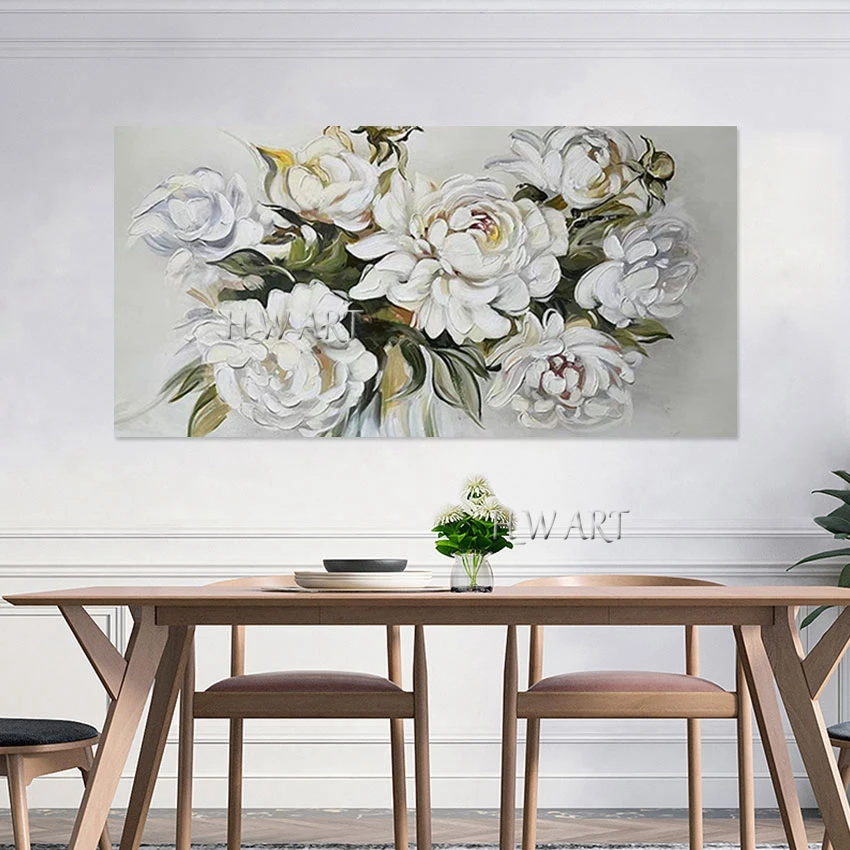 لوحات زيتية قماشية، زهور تجريدية، رسم فني نباتي جدار أكريليك بدون إطار، صورة ثلاثية الأبعاد كبيرة الحجم ديكور حديث، بيع بالجملة