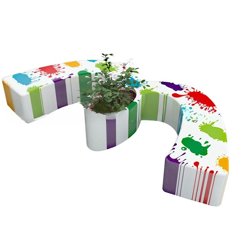 

Shopping mall fiberglass leisure creative beautiful Chen flower pot seat public area m letter multi-person outdoor landscape sea