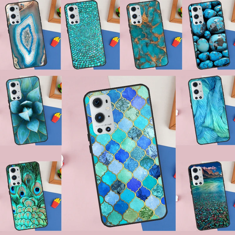 Funda de pavo real con piedra turquesa para OnePlus 12 12R 13 13R 11 10 Pro 8T 10T OnePlus Nord 4 CE 2 3 Lite N30 N20 N10
