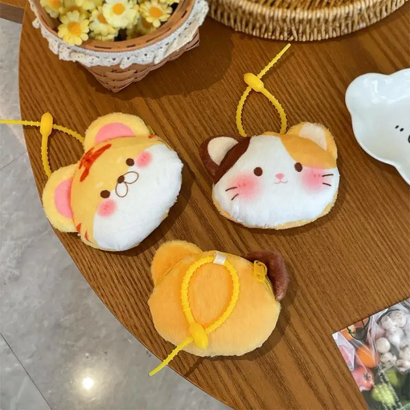 Niedliche Plüsch-Katzen-Tiger-Münzbörse Schlüsselanhänger Weicher Flauschiger Stoff Kawaii Kopfhörer-Tasche Münzaufbewahrungstasche Rucksack-Deko Anhänger Geschenke – Detail 2