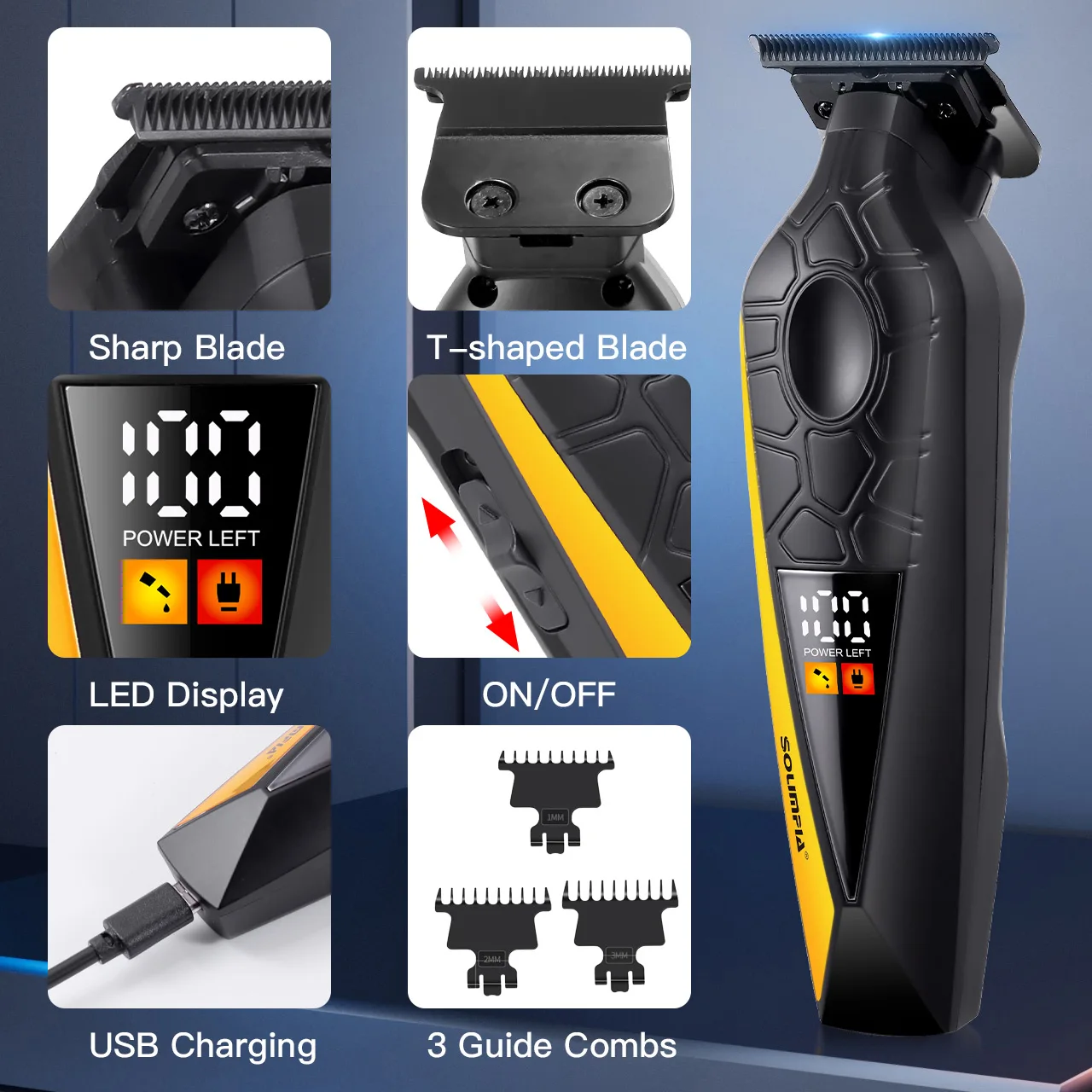 Solimpia Electric Hair Clippers New Carving Push White Clip Bald Hairdressing Salon Electric Haircut Machine 0 Blade Headset