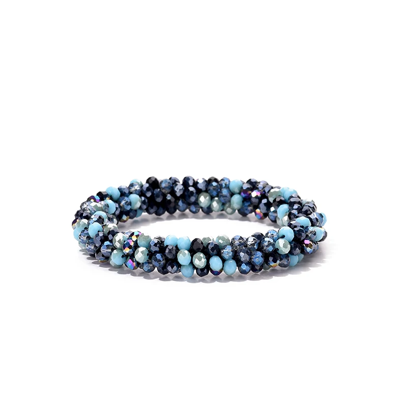Multicolor Boho Elastic Bracelet Bangle For Women Vintage Rope Weave Handmade Glass Crystal Beads Stretch Bracelets Jewelry Gift