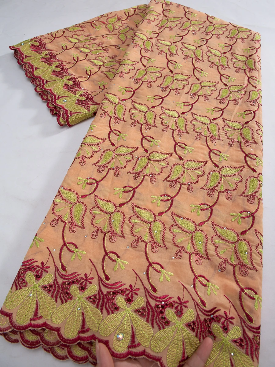 African Lace Fabric 2025 High Quality Nigerian Cotton Dry Lace Fabric Swiss Voile for Sewing Women Dress fabric 2.5Yards 4370