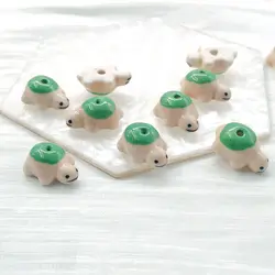 5pcs Cute Little Turtle Ceramic Beads Fashion 20x13mm DIY Loose Spacer Porcelain Bead For Jewelry Making Bracelet Pendant