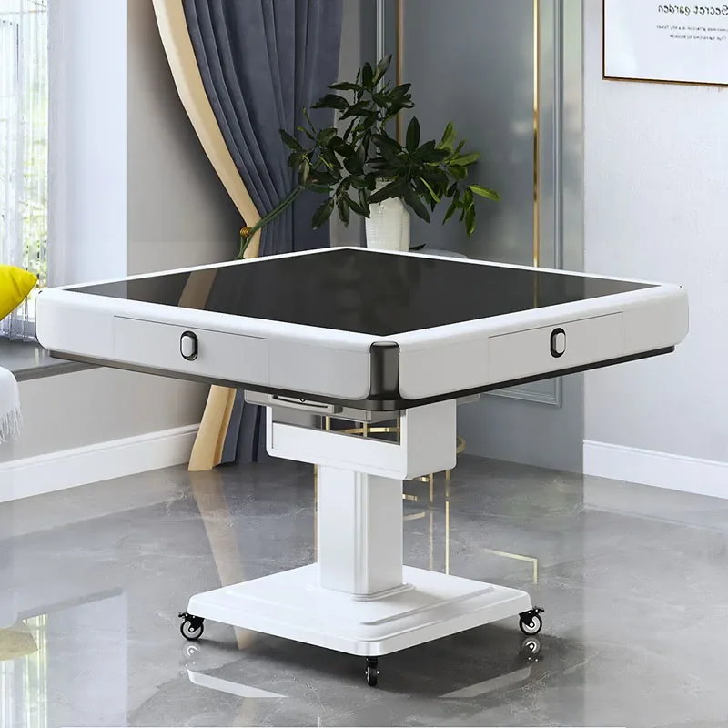 Mesa artesanal de madera moderna para cocina, Mesa de comedor extendida transparente de mármol, muebles altos grandes industriales, Mesa de café Mahjong