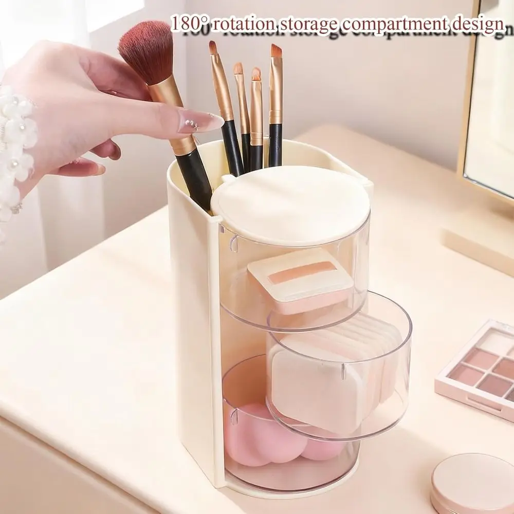 New 3-Layer Makeup Brush Holder Rotatable Space-Saving Desktop Organizer Vanity Clear Acrylic Storage for Girls