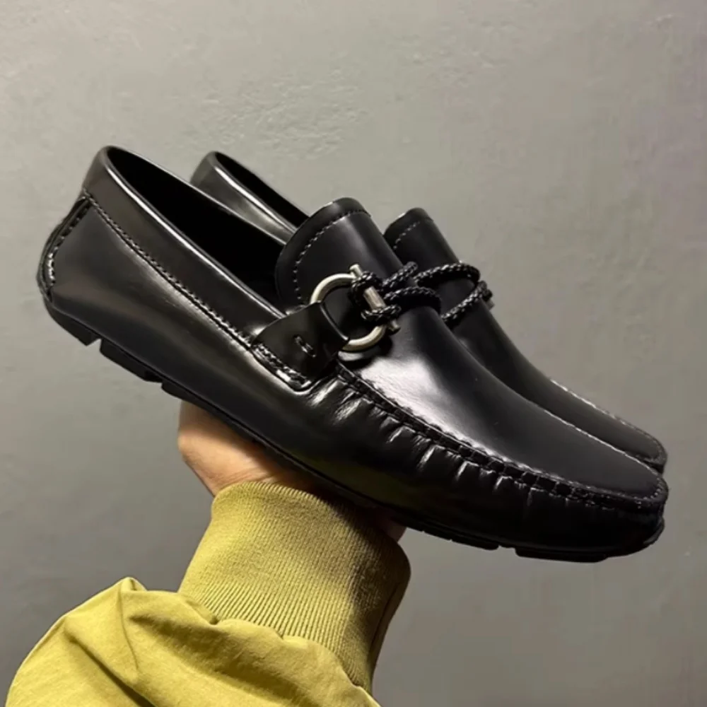 

New men's shoes - business casual, metal buckle, soft leather sole, high-end driving shoes