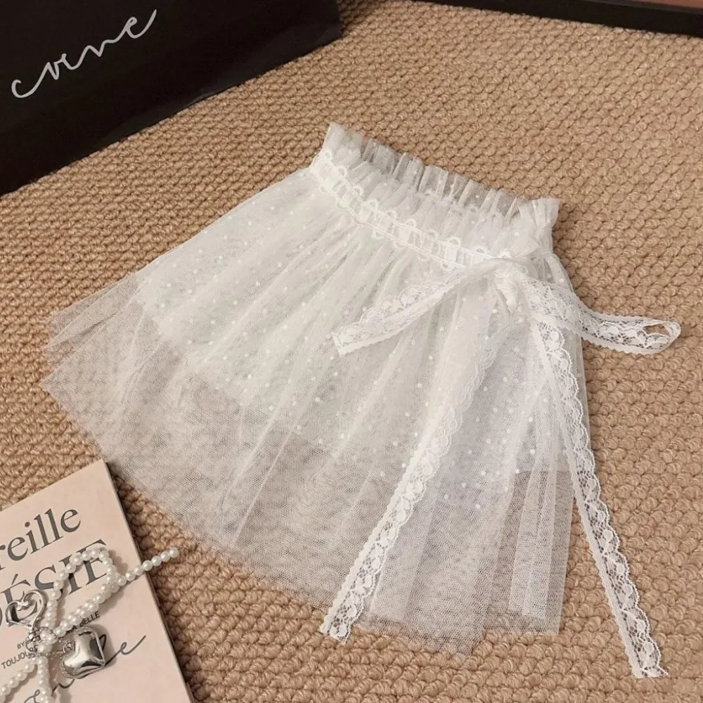 أنيقة Y2k الدانتيل تنورة صغيرة قصيرة الكورية نمط الشاش تنورة لوليتا عالية الخصر تكدرت حافة تنورة المرأة