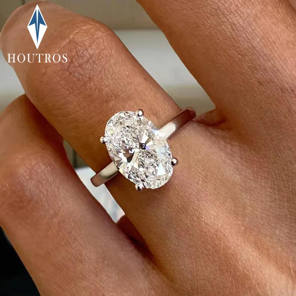 1/2/3/4 Karat oval geschliffener Moissanit-Solitär-Diamantring, GRA-zertifiziert, 925er Sterlingsilber, Party-Eheringe, Schmuck für Frauen