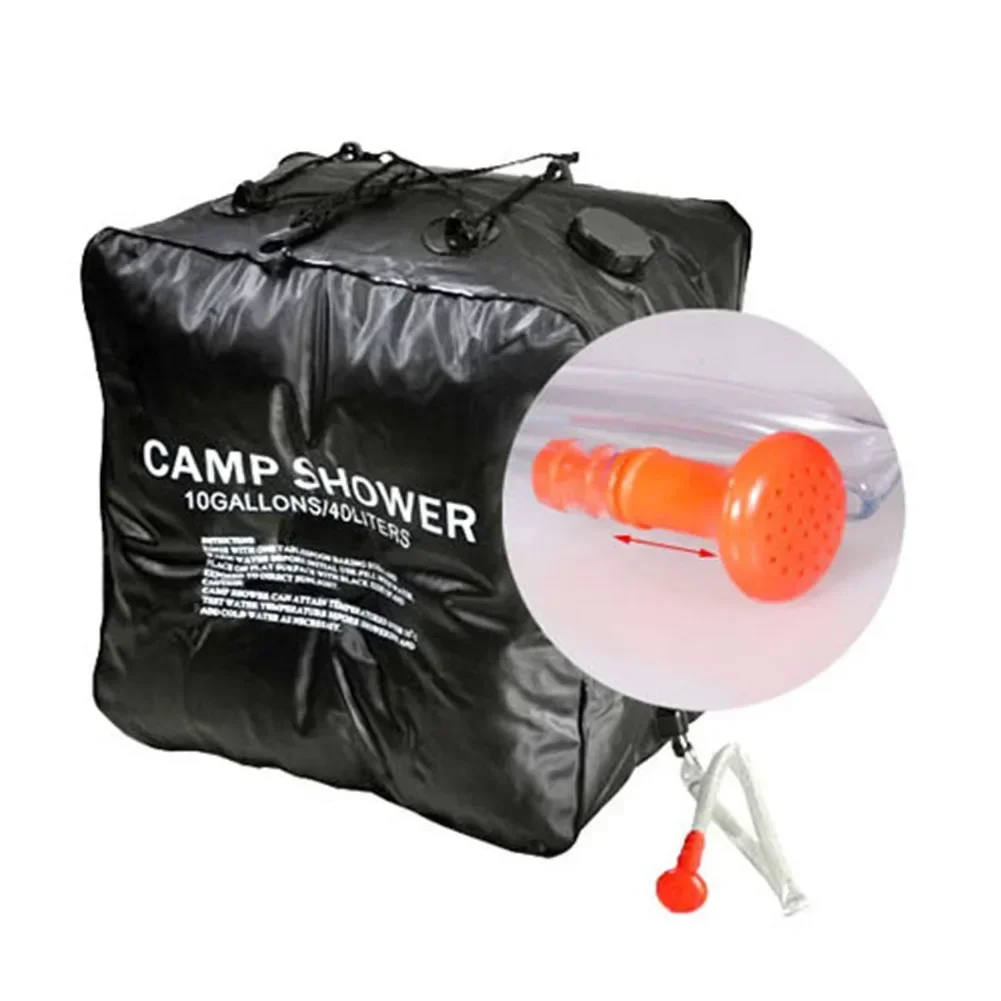 

40л солнечная сумка для душа для кемпинга, портативный герметичный материал из ПВХ, энергосберегающий нагрев, практичный сетчатый карман для душа