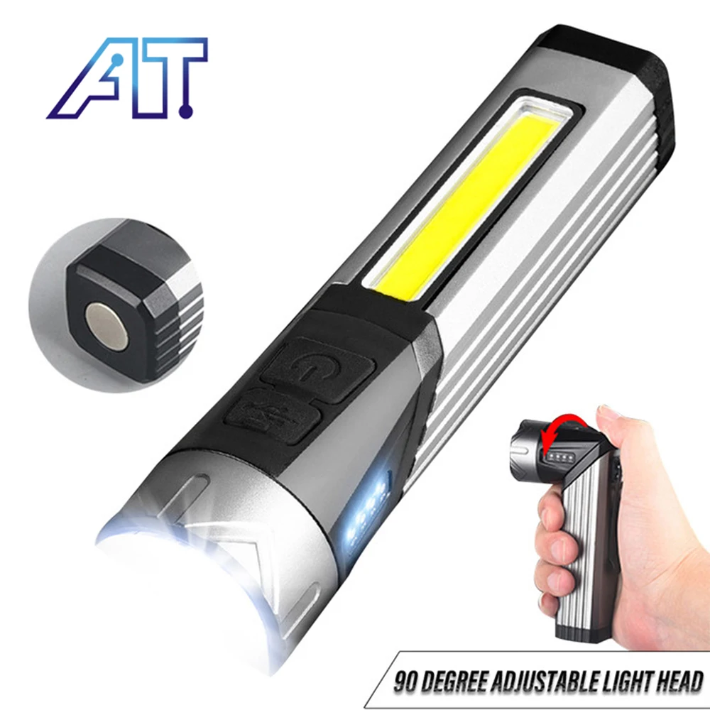 

Ultra Bright 90 Degree Rotating Flashlight USB Charging Multi-Function LED Magnet Working Light Waterproof Camping COB Lantern