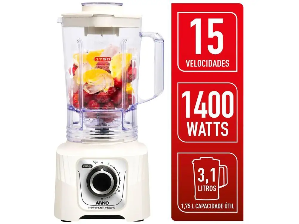 Arno Power Max Blender LN64 15 Speeds 1400W Ivory-110V