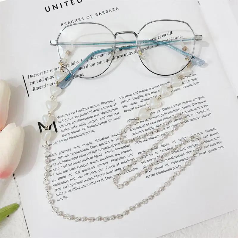 Eyeglasses Chain Temperament Color Portable Sunglasses Holder Strap Home Accessories Mask Rope Hanging Belt Crystal Love