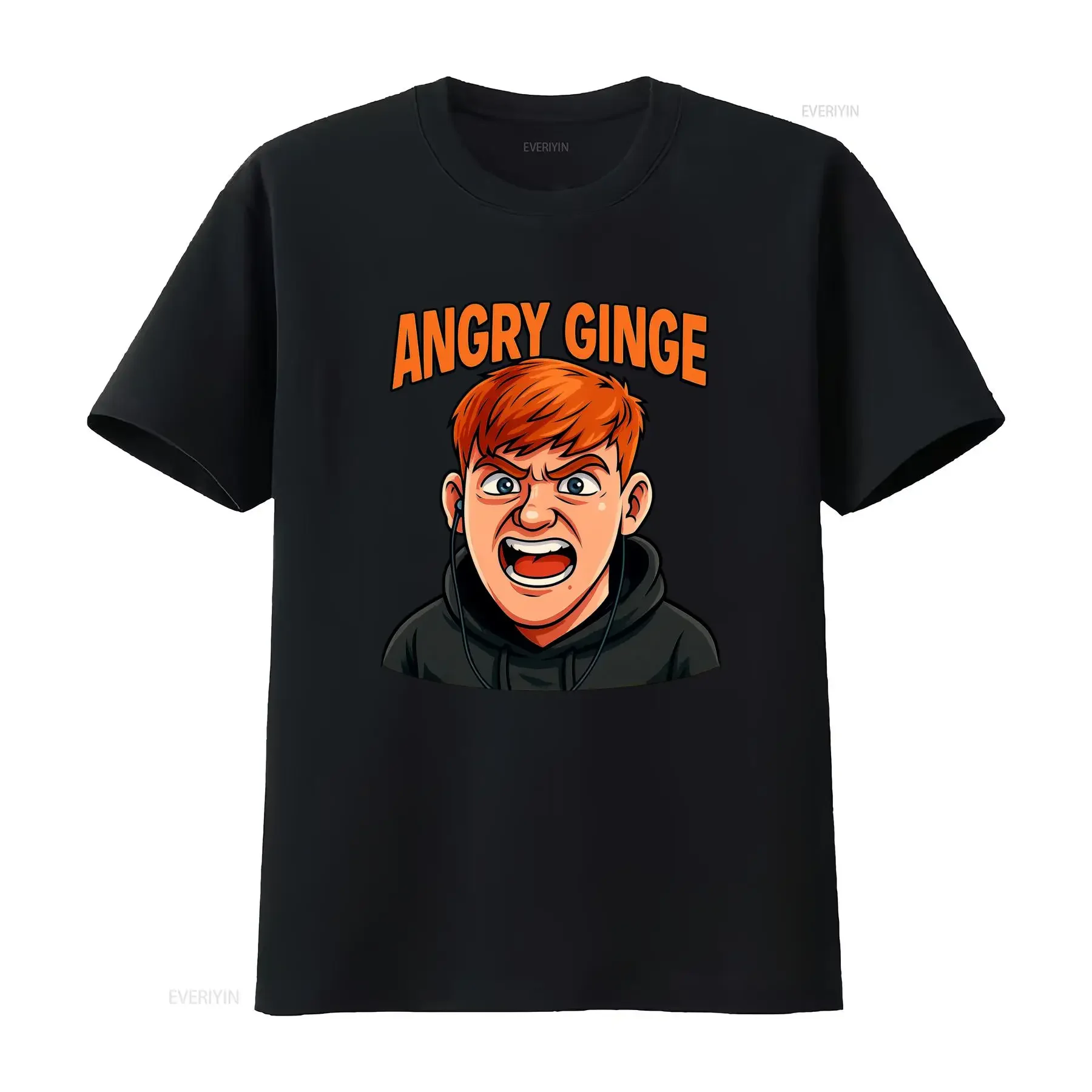 Men's Funny Angry Ginger Hair T Shirt Ginge Print Expressive Character Design Loose Fit Casual Round Neck Breathable for