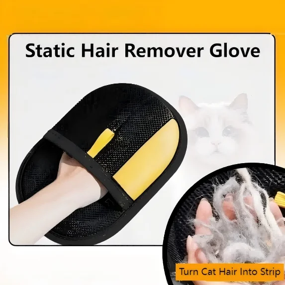 

Black Static Pet Hair Remover Glove Washable Pet Grooming Brush Gloves Portable Fur Removal Tool for Sofa Clothes Pet Supplies
