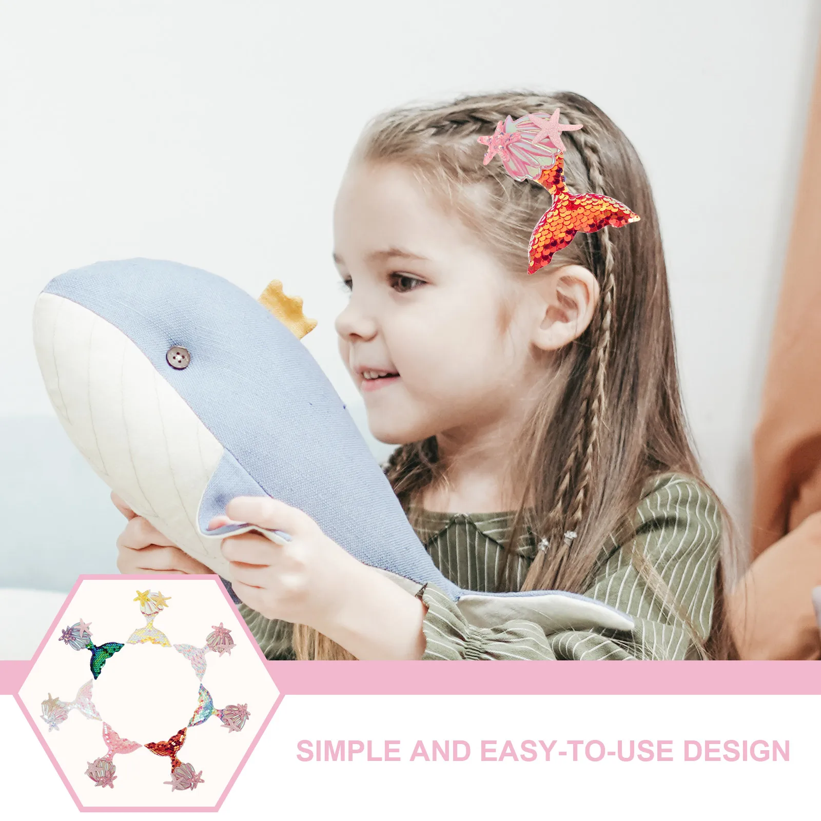 

7pcs Tail Hair Clips Sparkly Accessories Fabric Patches for Clothes Hair Clothes Patches Embellishment DIY Crafts