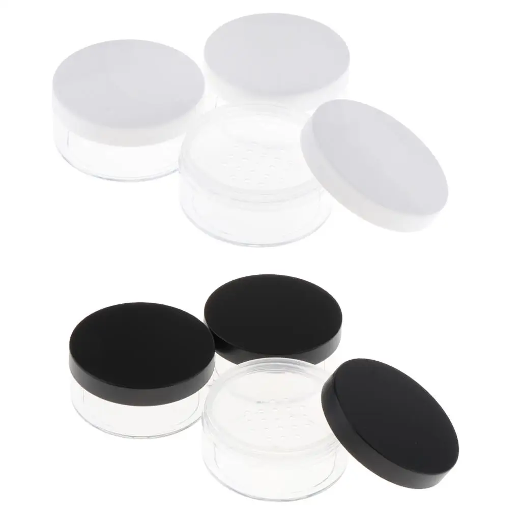 3x Clear Loose Powder Container Powder Puff Case Refillable Cosmetic Jars