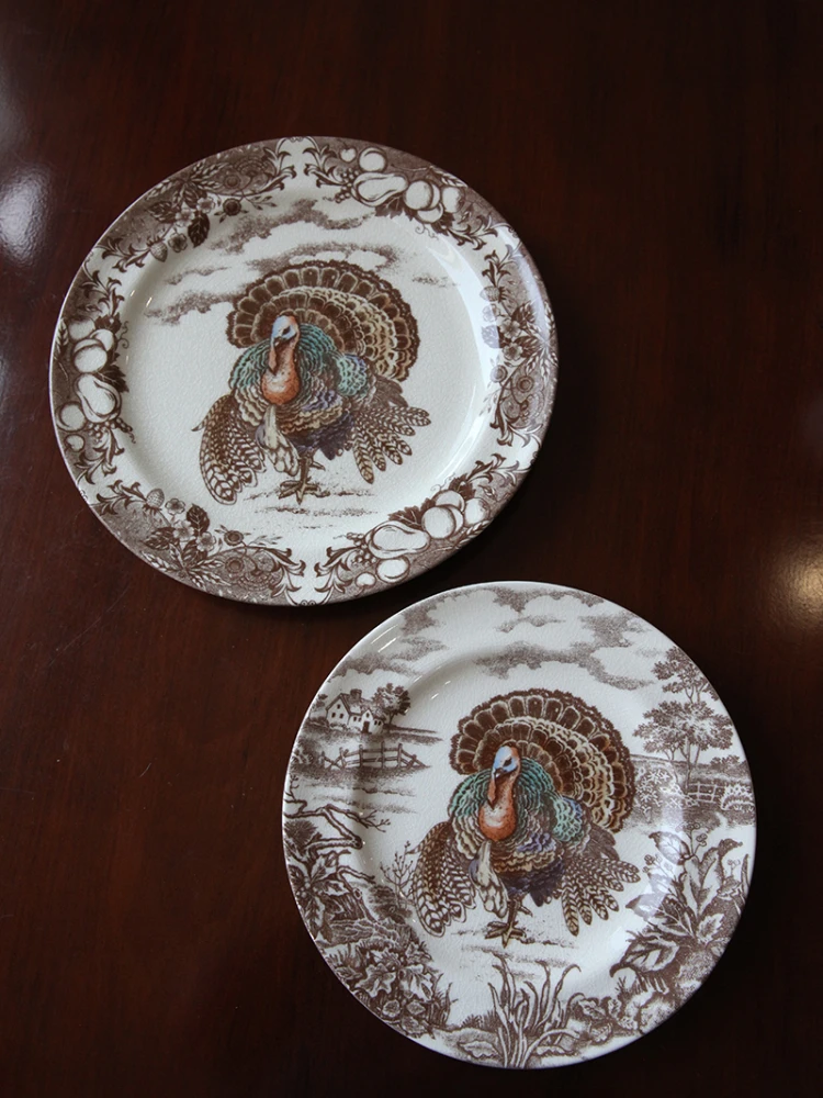 American Thanksgiving Ceramic Plate Turkey Dining Plate Home Western Restaurant Steak Plate Creative Kitchen Tableware Platos