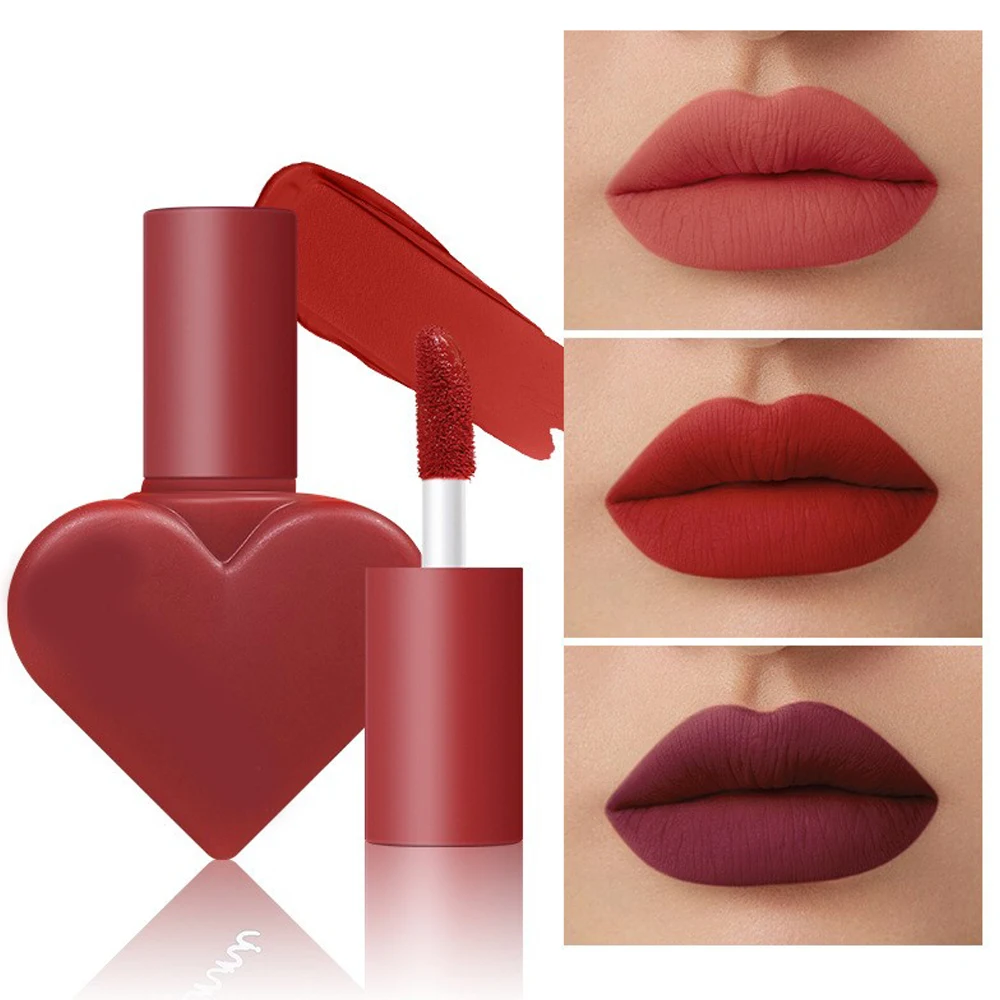 เครื่องมือแต่งหน้า: Retro Matte Velvet Lip Gloss, Matte Lip Gloss Love Matte Lip Glaze ลิปสติกกันน้ํา 5 สีทนทานไม่ Stayin