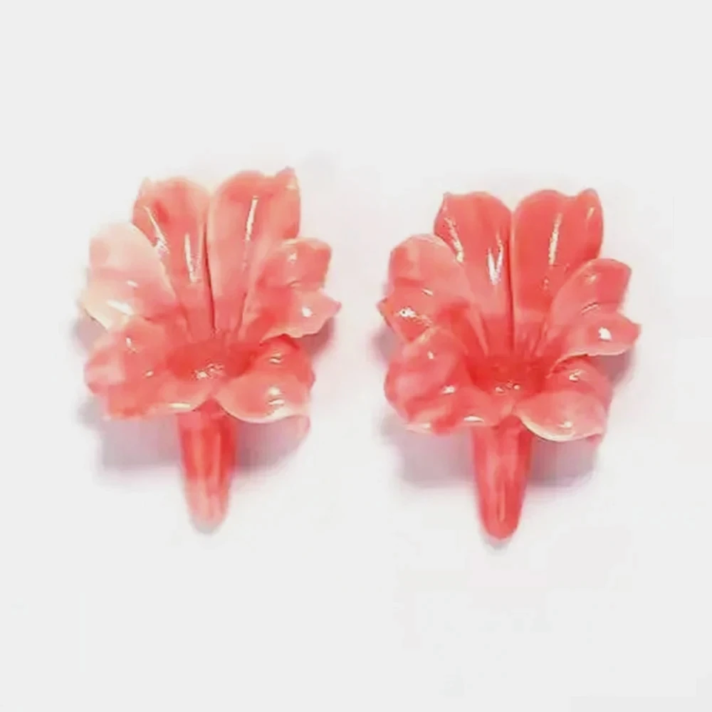 Pink Conch Shell Carved Flowers Earrings, Loose Gemstone for Jewelry Making, Gift for Her