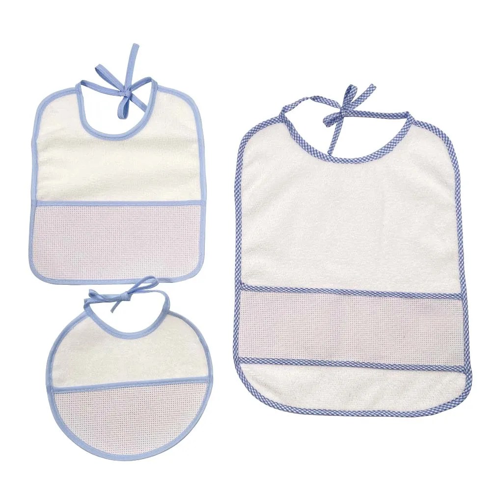 Free Shipping Cross Stitch Bibs DIY Waterproof Baby Infant saliva Towels Bebe Blue 3PCS/Set YB170012