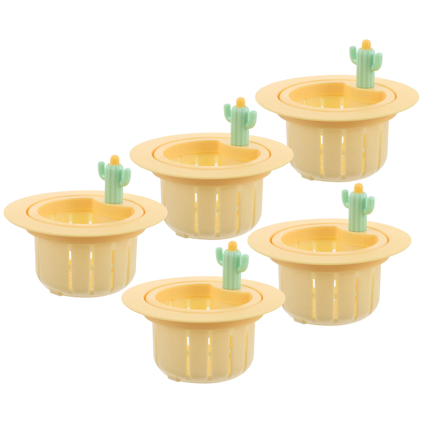 5pcs Cactus Shape Water Sink Strainer Kitchen Drain Filter Basket Debris Catcher For Home Food Waste Protection Plastic Colander