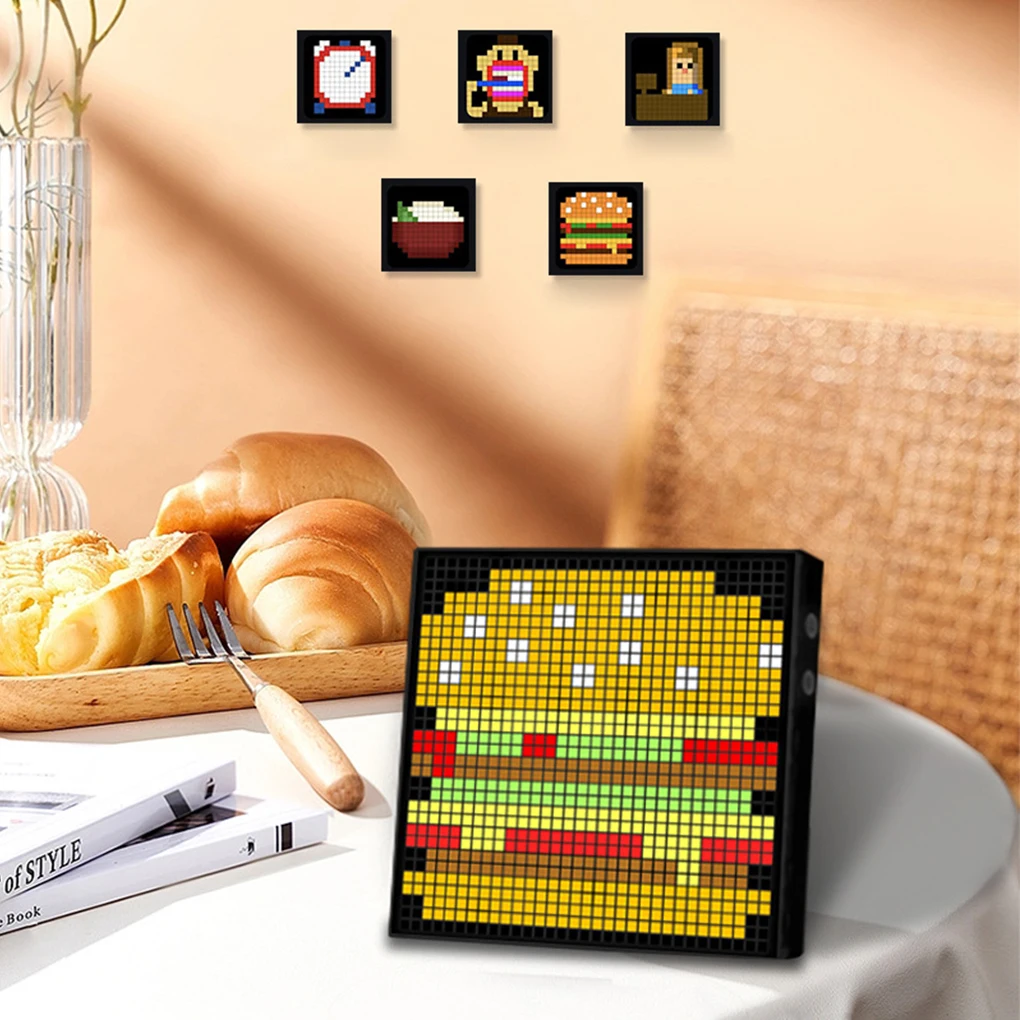 DIY Desktop Bluetooth Pixel Screen 32x32 Alarm Clock Time Display Mosaic Pixel Screen Wall Mounted LED Pixel Light Room Decor