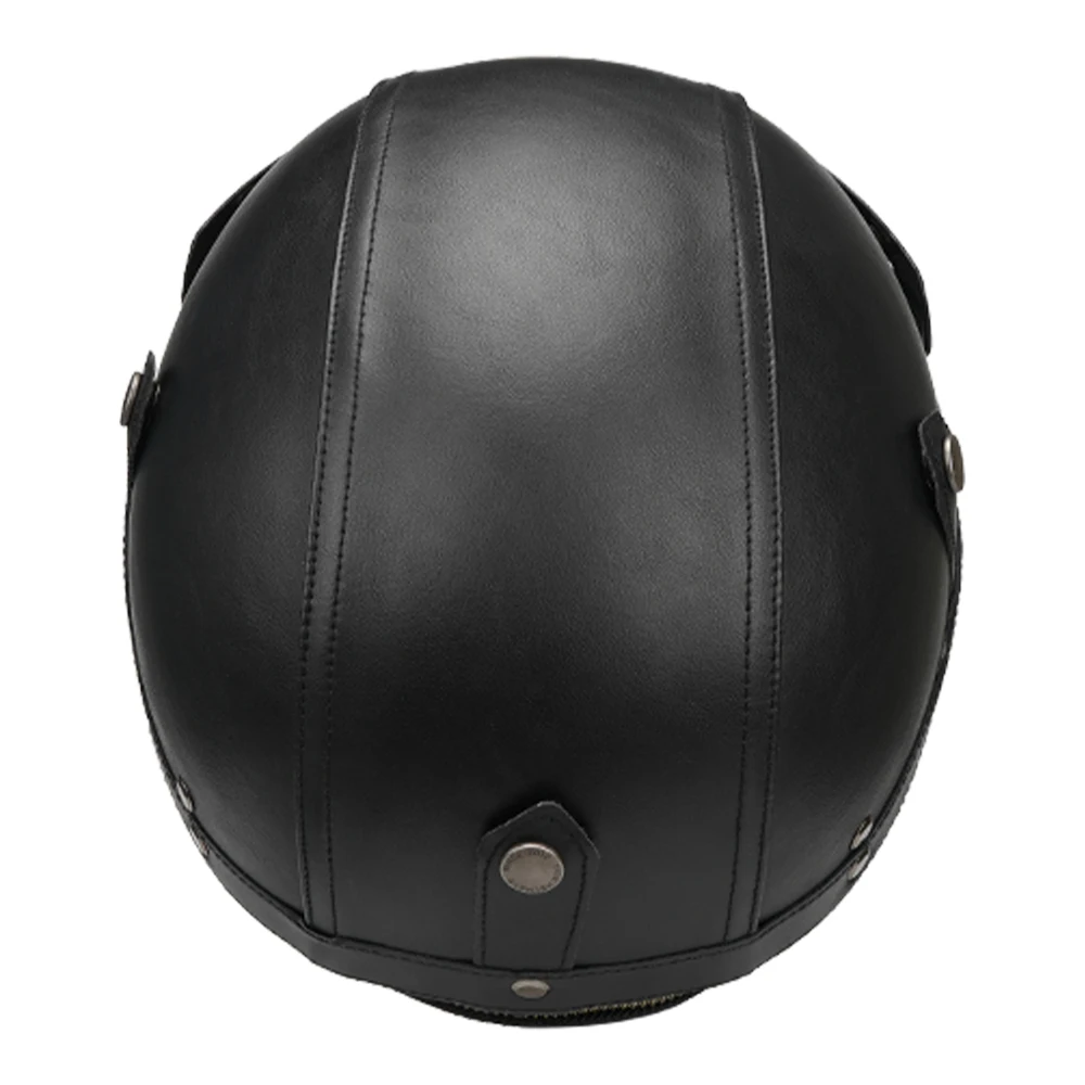 Zwarte motorfiets halve helm Duits lederen vintage helm Casco Moto motorfiets open helm Biker DOT-certificering