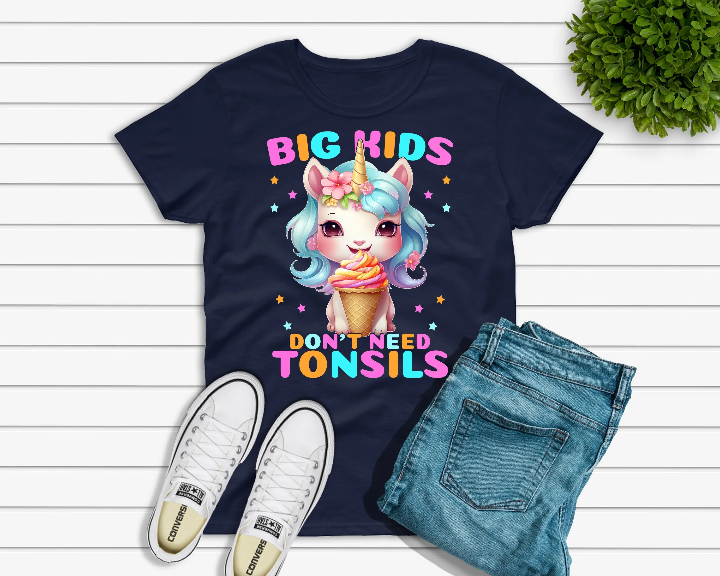 Big Kids Don'T Need Tonsils Removal Surgery T Shirt For Girls Tonsillectomy Recovery Funny Tonsil Unicorn