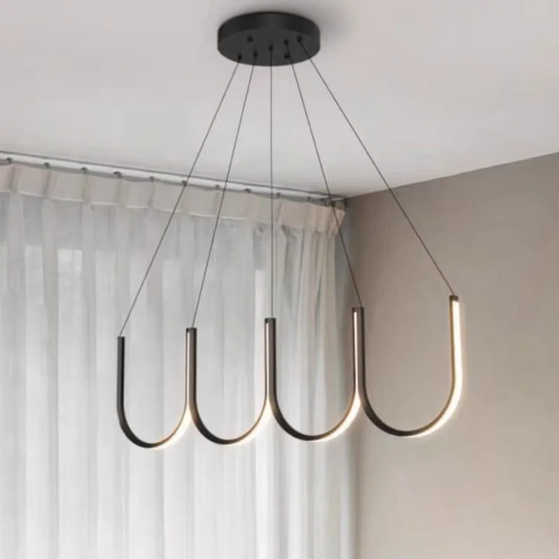

Designer style modern minimalist long bar chandelier for restaurant bar counter reception desk living room bedroom hanging lamp