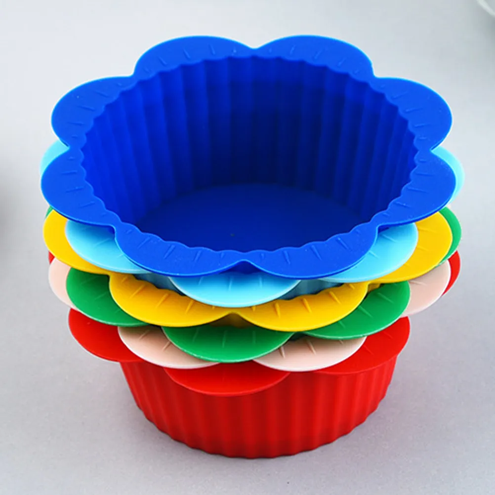 24Pcs Silicone Cupcake Liners Flower-Shaped Easy-Release Reusable Baking Cups for Muffin Pans Cupcake Pans Quinoa Bread Oven