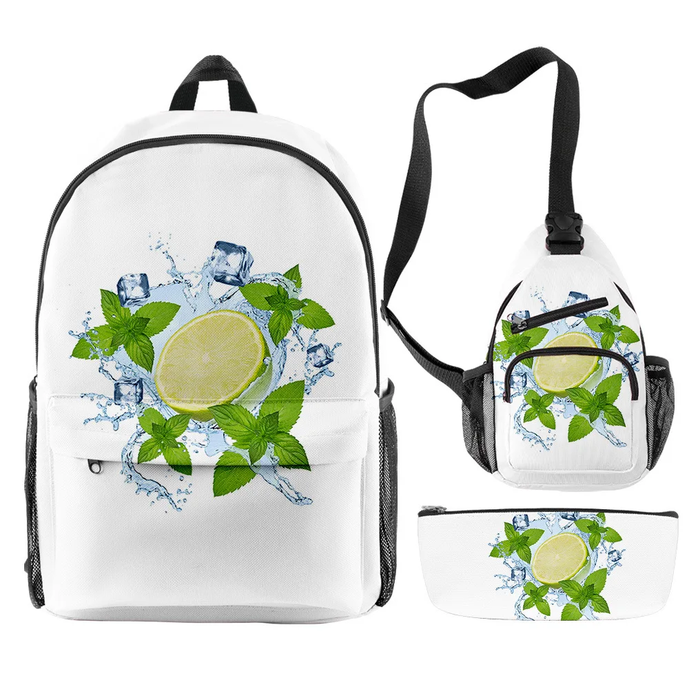 

Trendy Popular Novelty Funny lemon 3D Print 3pcs/Set pupil School Bags Travel Laptop Backpack Chest Bag Pencil Case