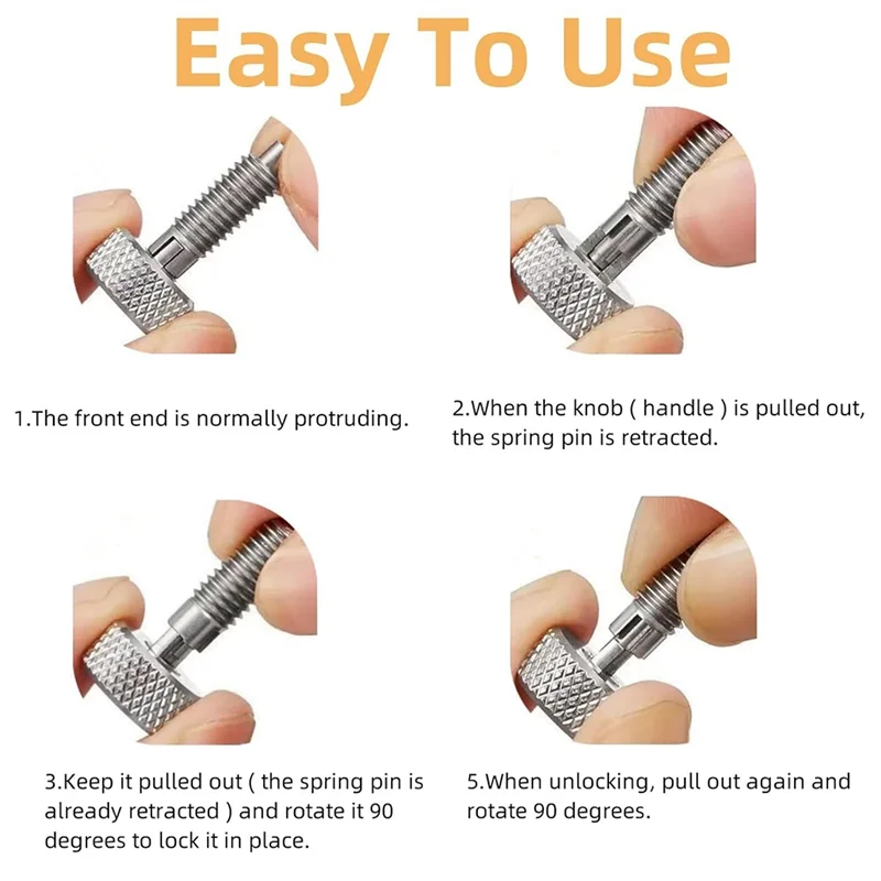 AY03-2Pcs مكبس زنبركي قابل للسحب يدويًا، M16 من الفولاذ المقاوم للصدأ، دبوس قفل سريع التحرير مع صامولة ومقبض مخرش