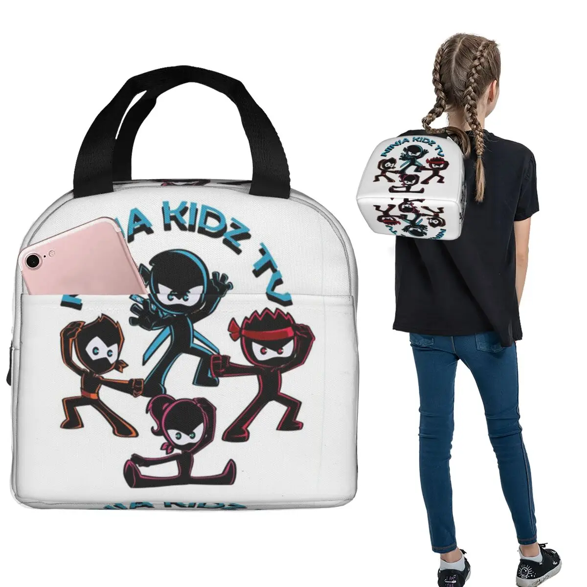 

Ninja Kidz Insulated Lunch Bag for Women Children Portable Food Boxes Thermal Lunch Box Tote