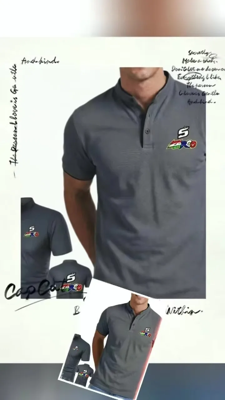 Summer Johann Zarco No. 5 Moto Rider Men's Short Sleeve Henley T-Shirt Fashion Sports Motorcycle Polo Cool Tees