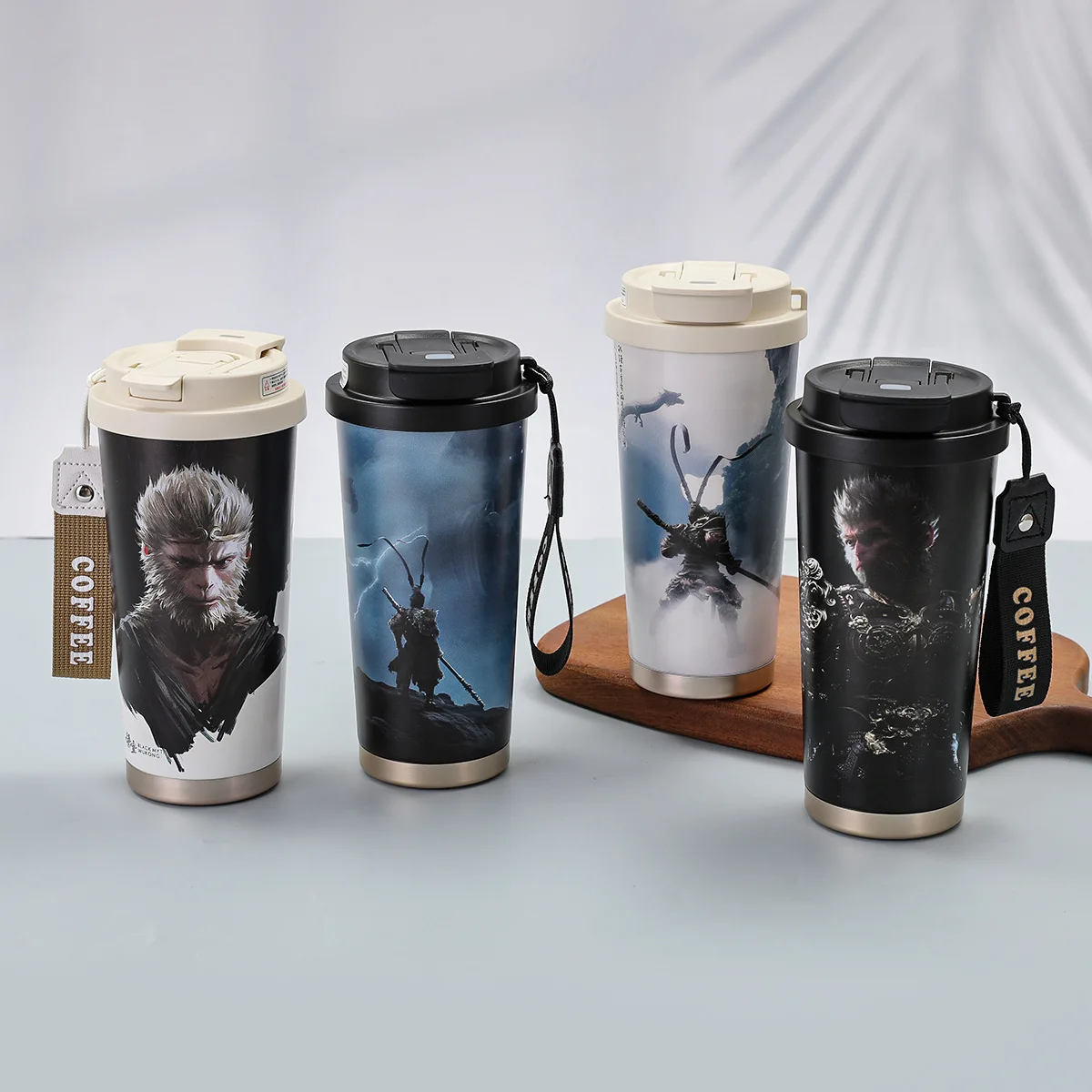 Black Myth Wukong Double Drink Coffee Cup Stainless Steel Insulated Cup for Students to Carry Outdoor with Rope