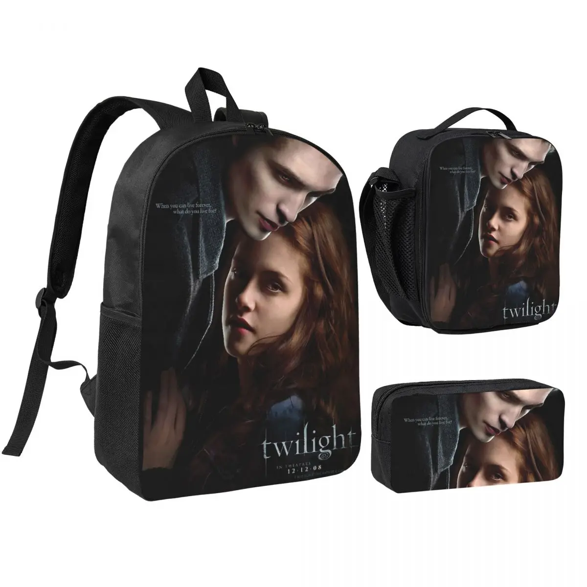 

The Twilight Saga Vampire Backpack Student BookBag School Bag Shoulder Bags 3ps Insulated Lunch Bag Pencil Case