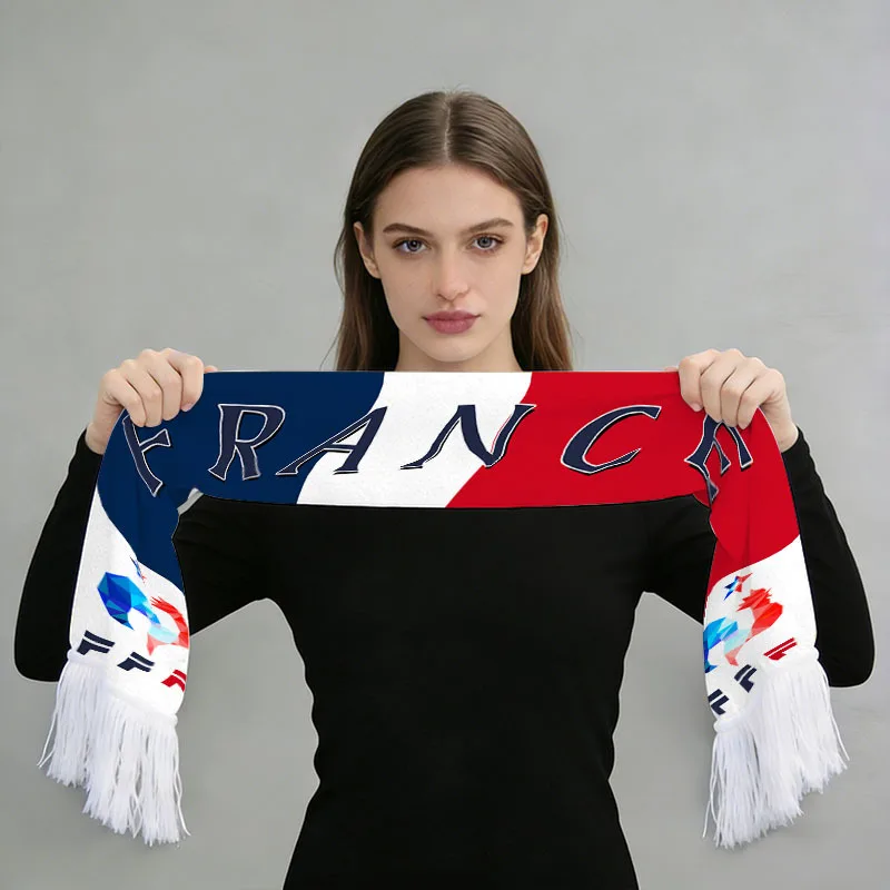 140x15cm Football Fan Scarf Argentina Brazil Portugal France Spain Canada USA Print Flannel Tassel Cheering Supporter Scarf
