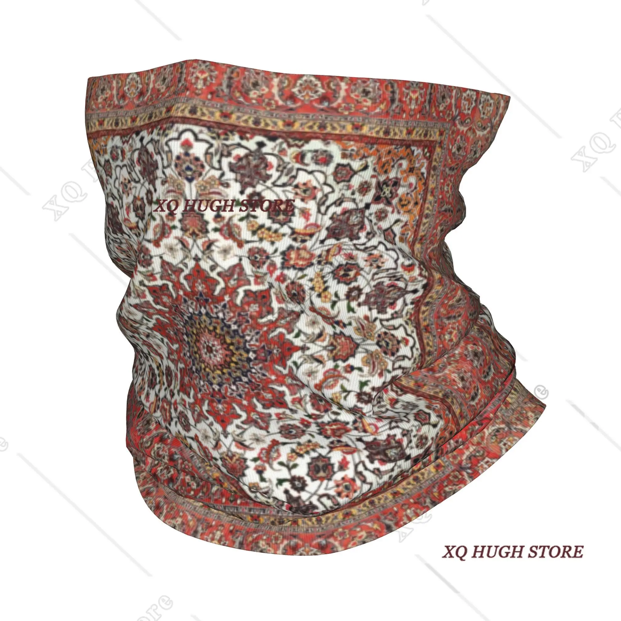 

Custom Bohemian Red Persian Carpet Bandana Neck Warmer Men Women Winter Hiking Ski Scarf Gaiter Antique Face Cover