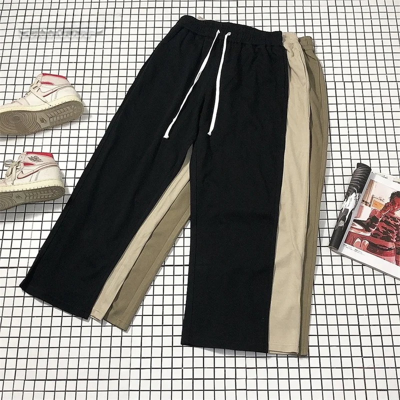 

Унисекс повседневные прямые брюки в уличном стиле с эластичным поясом, однотонные, модные, подходят для всех сезонов