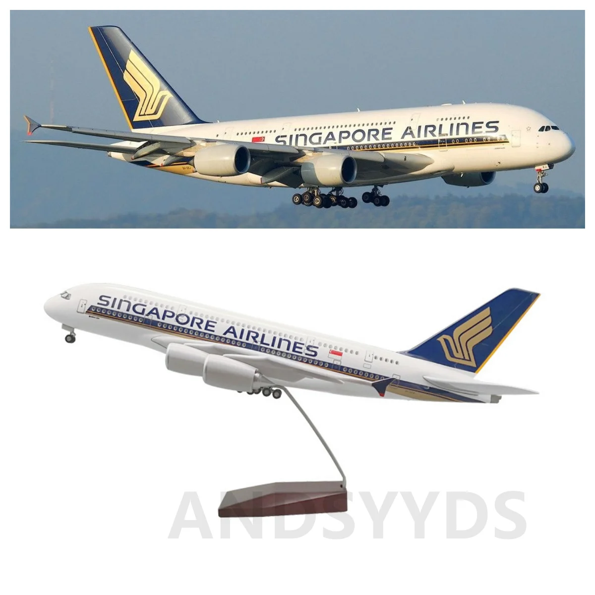 

A-380 A380 Singapore Airline 1/160 Scale 47CM Toy Model Aircraft W Light and Wheel Diecast Plastic Resin Plane Display Commemora