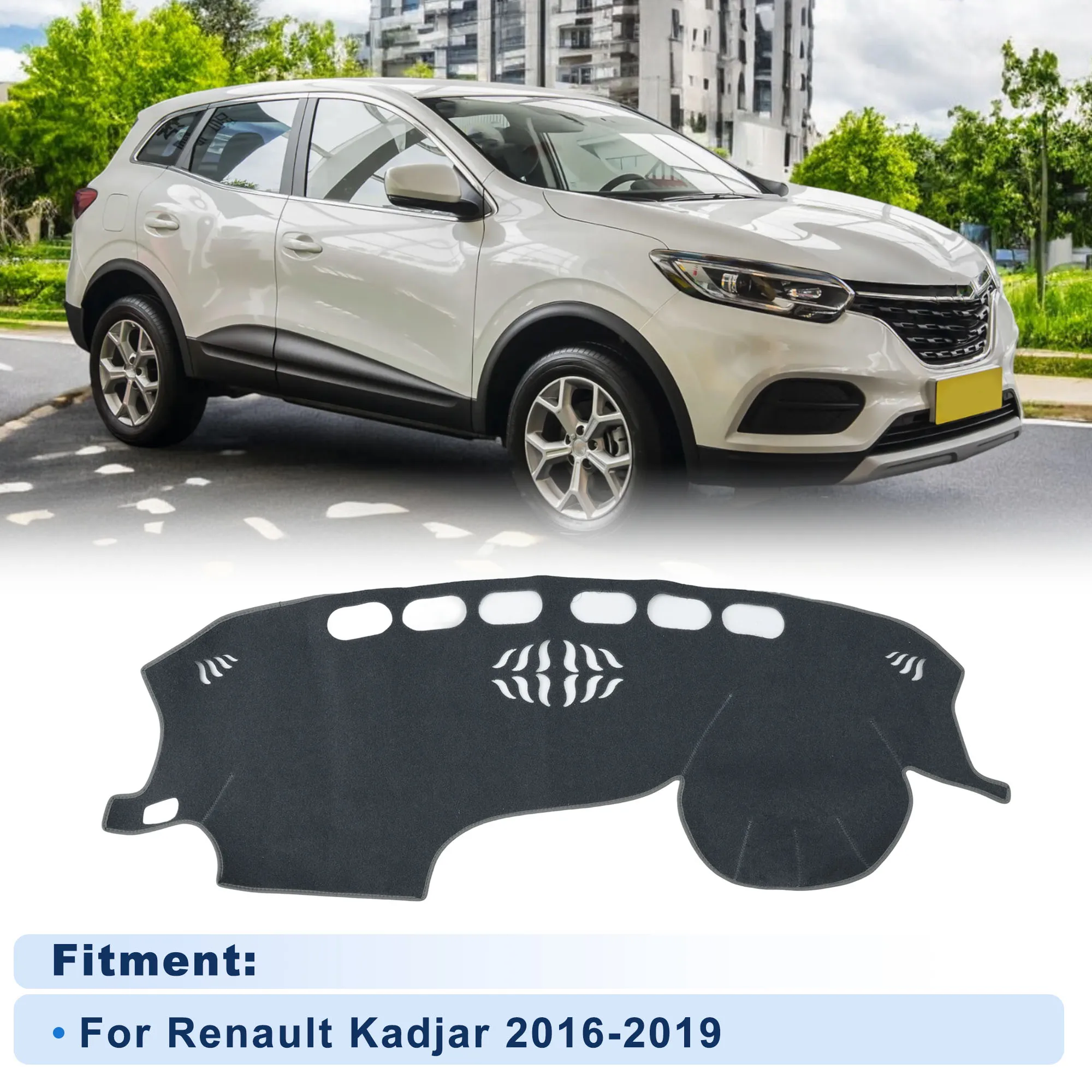 UXCELL Dash Cover for Renault Kadjar 2016-2019 Without HUD Polyester Gray 1 set