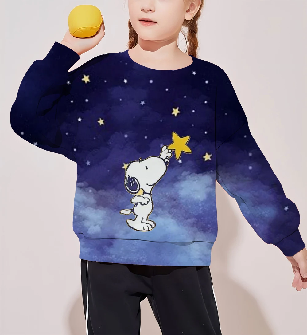 Christmas Disney Snoopy Print Girls Sweet Sweater Fashion Autumn and Winter Long Sleeve Sweatshirt Children's Clothing