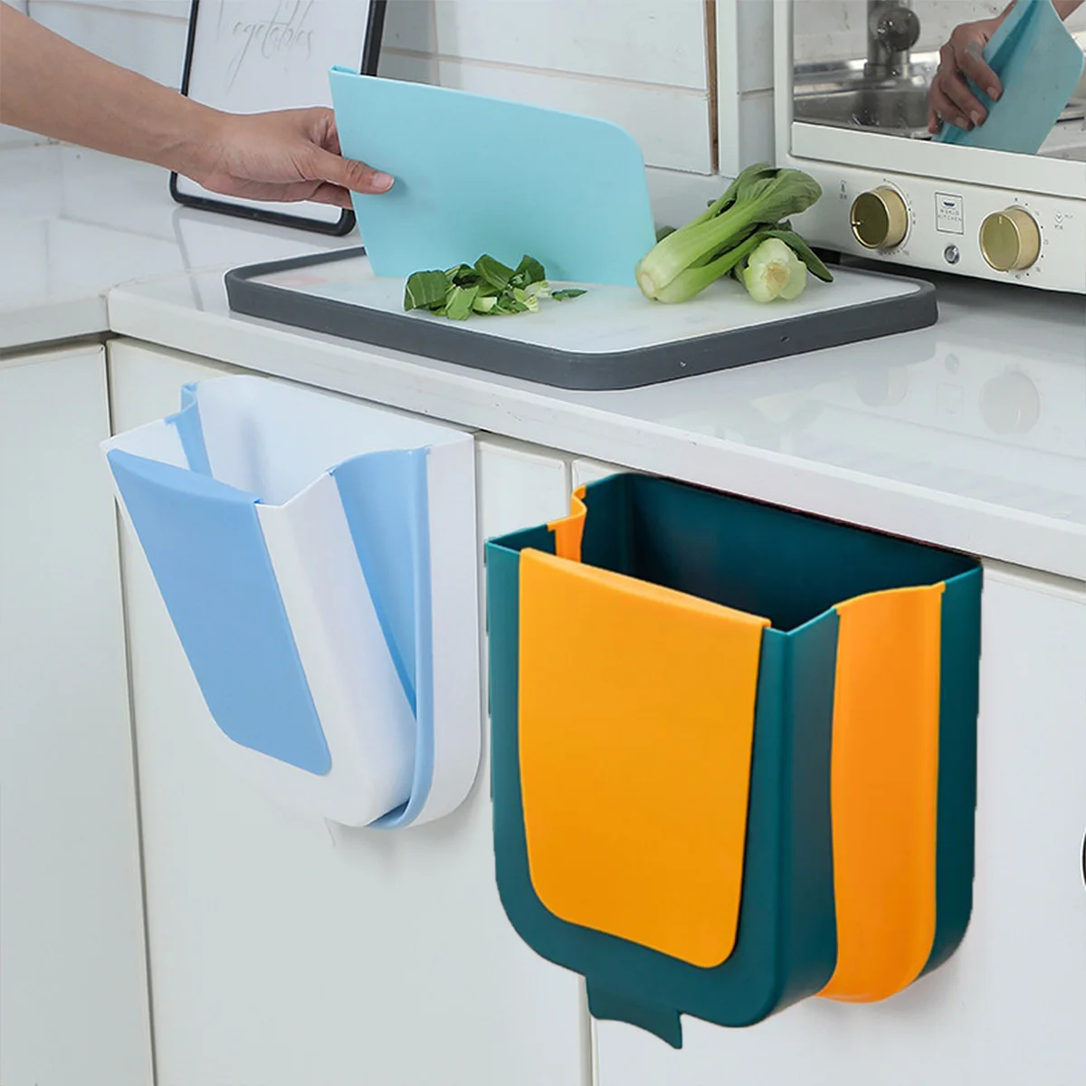 

1pc Hanging Trash Can Car Kitchen Waste Basket Durable Storage Container Smooth Surface Longevity Desktop Tidy Car Interior
