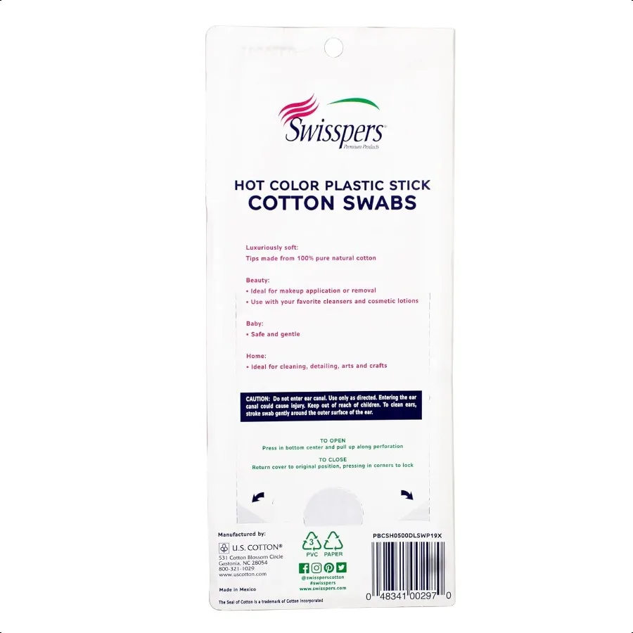 Swisspers Hot Colored Swab500 ct يختلف اللون