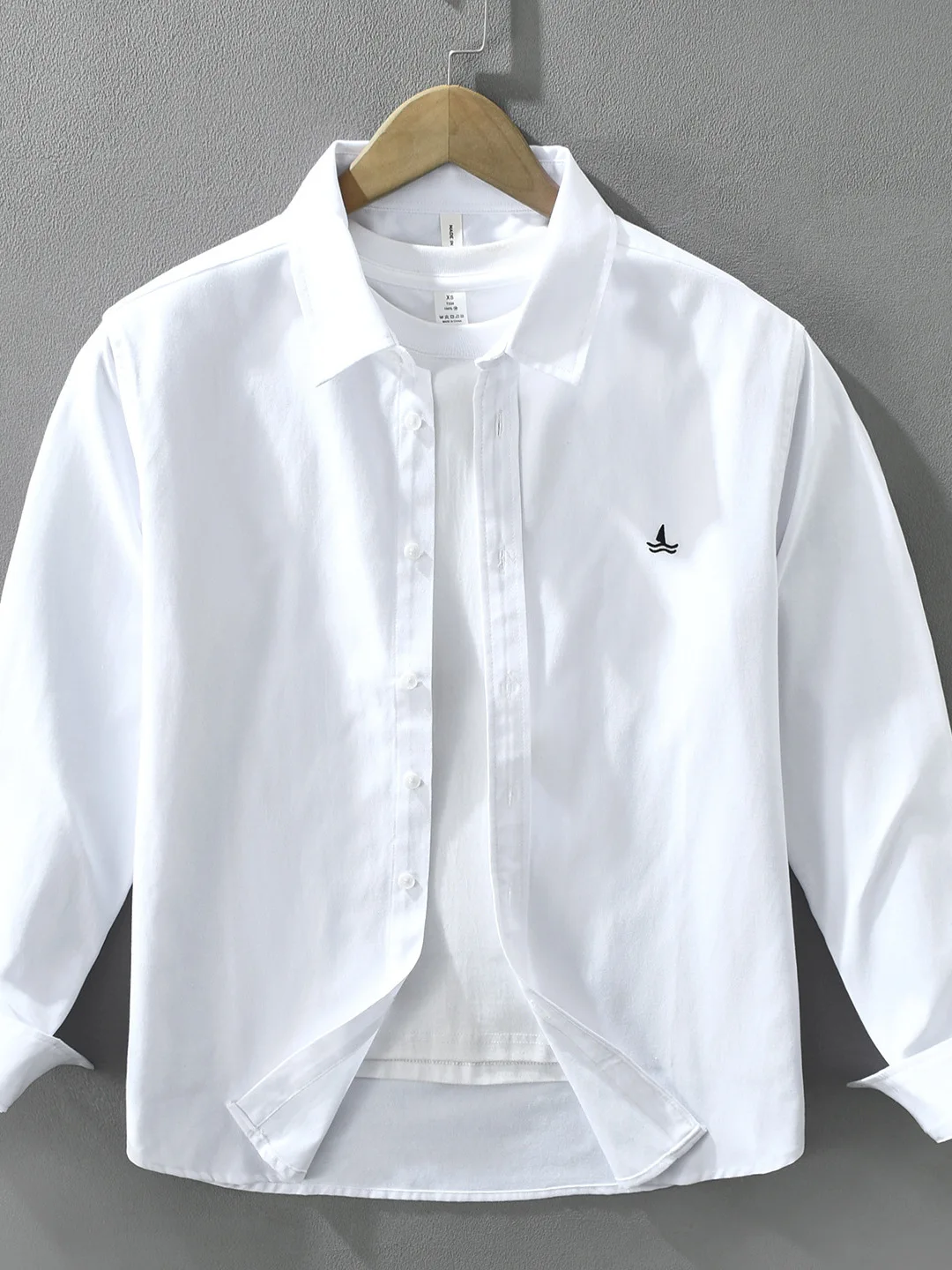 Embroidered Pure Cotton Long Sleeve Casual Shirt Men's Autumn New Style Trendy Loose Collar Handsome Shirt High-End Feeling