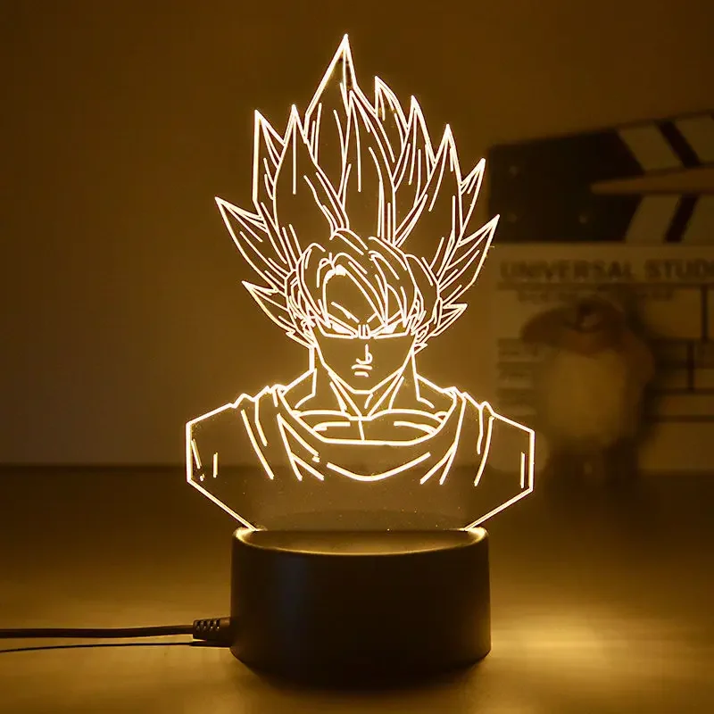 3D Goku Vegeta Anime Figure LED Night Light, Decoração para Crianças, Candeeiro de Mesa Dragon Ball, Enfeites, Brinquedos Infantis, Presentes de