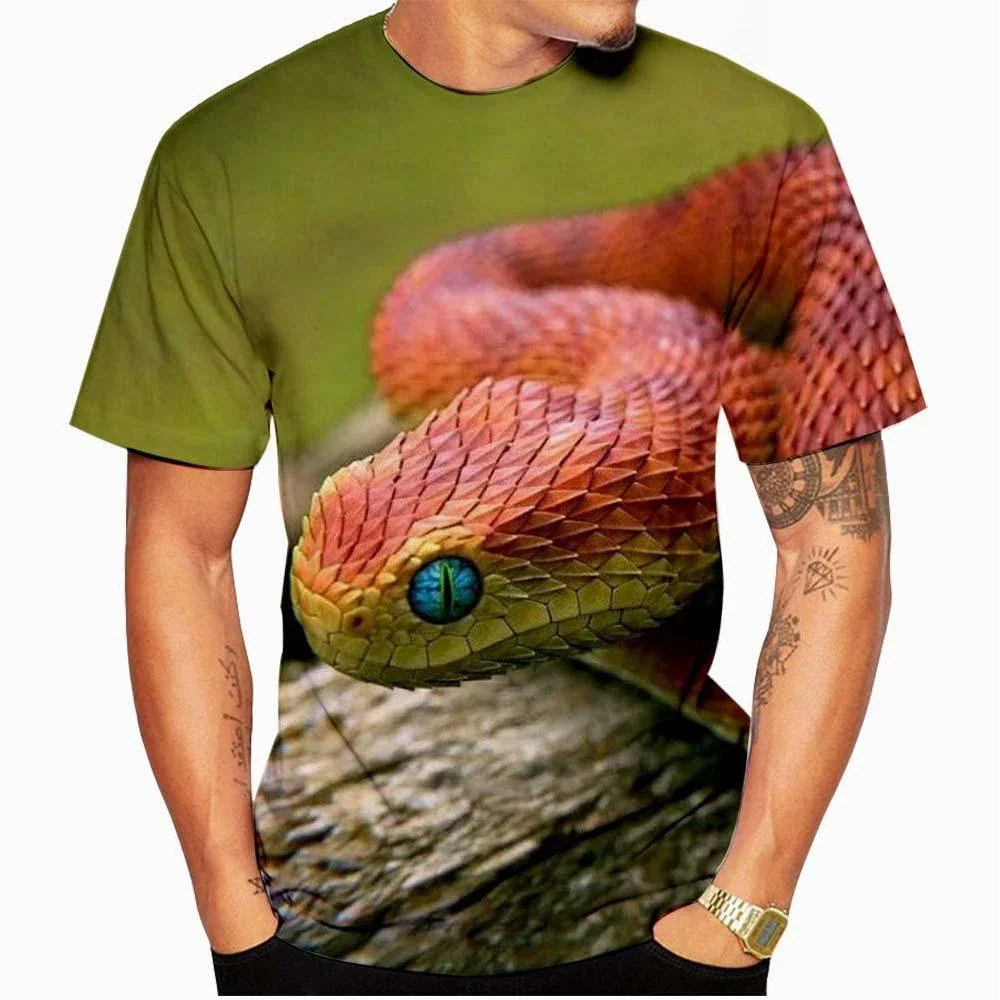 Fashion 3D Snake Printed T Shirts for Men/Women Personality Cool Print Graphic Tee Shirt Unisex Kids T-shirt Plus Size 100-6XL