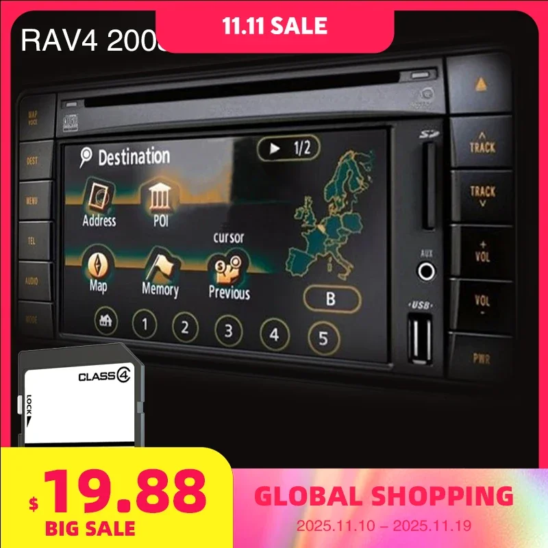 تستخدم لسيارة Toyota RAV4 من 2008 إلى 2013 بطاقة Sat Nav SD خرائط منطقة أوروبا #1
