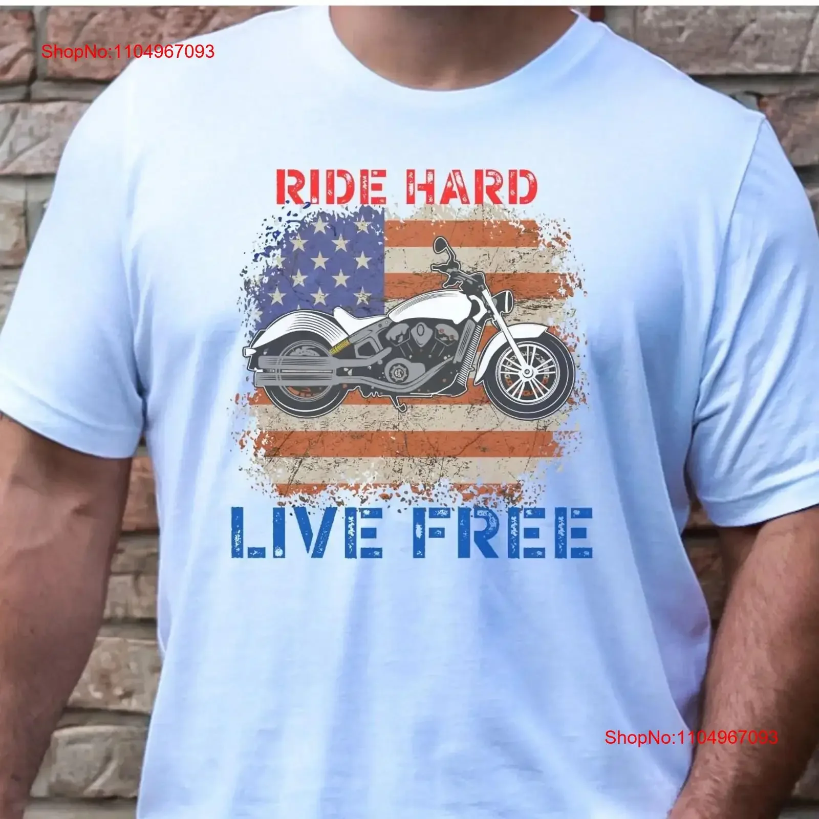 

USA motorcycle T Shirt 4th of July Patriotic design Pro America Mechanic flag Military Veterans tee vintage Washed